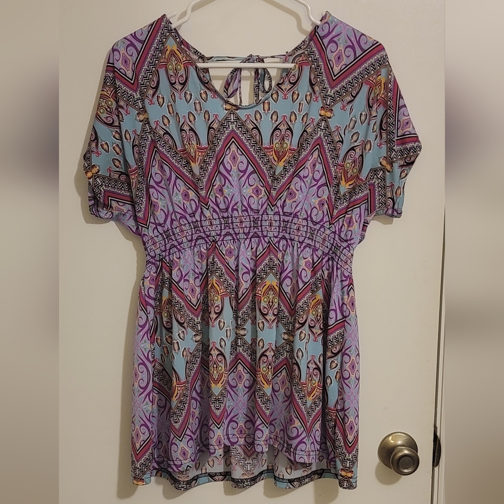 Women’s Boho Print Top – Win Win Brand – Size Large